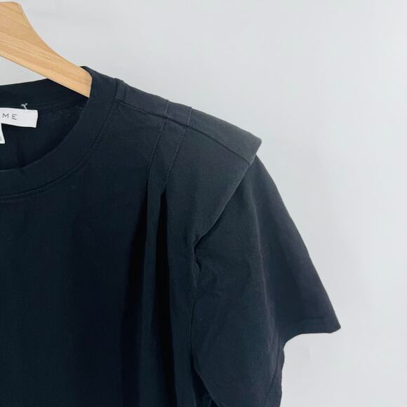 FRAME Black Cotton Midi Dress Padded Shoulder Size Small Minimalist - Picture 4 of 7